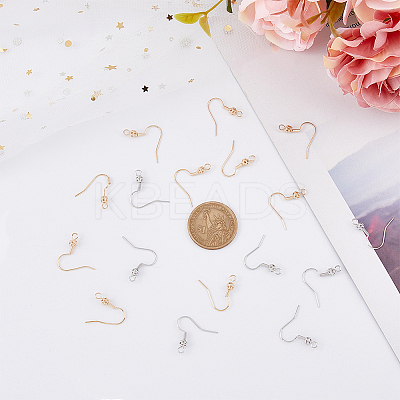 140Pcs 2 Colors Brass French Hooks with Coil and Ball KK-DC0003-28-1