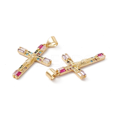 Rack Plating Brass Micro Pave Cubic Zirconia Pendants ZIRC-C040-46G-01-1