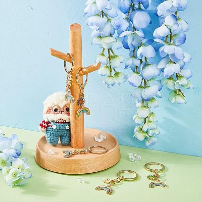 5Pcs 5 Colors Alloy Enamel Pendant Keychains KEYC-HY0001-01-1