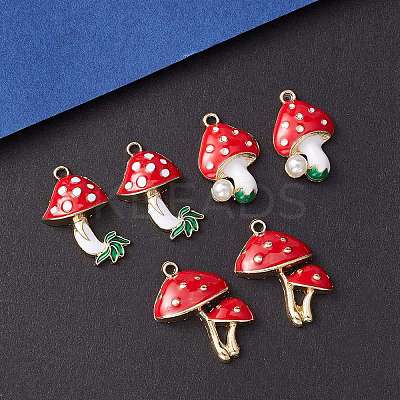 6Pcs 3 Style Autumn Theme Eco-Friendly Alloy Enamel Pendants ENAM-YW0003-34-1