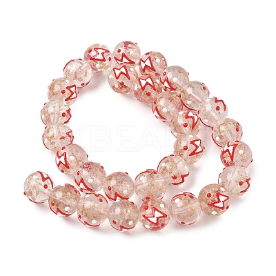 Luminous Handmade Enamel Gold Sand Glass Beads Strands LAMP-U004-08-1