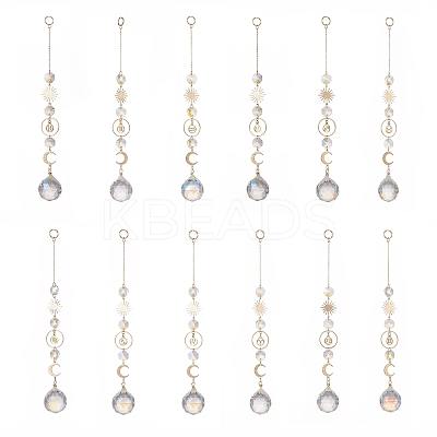 Glass Teradrop Hanging Suncatchers HJEW-JM00929-1