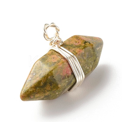 Natural & Synthetic Mixed Stone Double Terminated Pointed Pendants PALLOY-JF01247-02-1