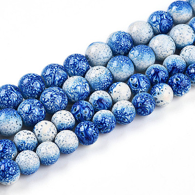 Transparent Baking Paint Glass Beads Strands DGLA-N009-8mm-07-1