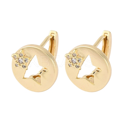 Brass Clear Cubic Zirconia Hoop Earrings EJEW-Q014-38G-1