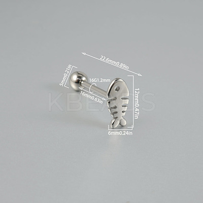 304 Stainless Steel Fish Bone Straight Barbell 15 Gauge Piercing Tongue Rings for Women Men FS-WG89F3B-01-1