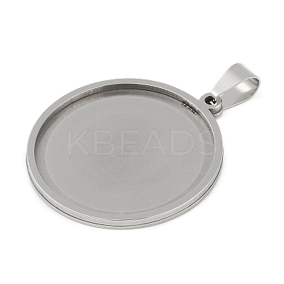 Non-Tarnish 201 Stainless Steel Pendant Cabochon Settings STAS-L279-009P-1