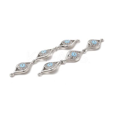 Brass Micro Pave Clear Cubic Zirconia Connector Charms KK-E068-VB395-2-1