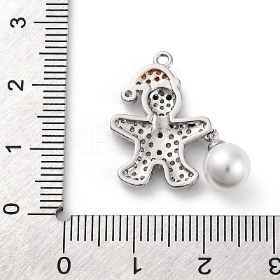 Santa Claus Brass Micro Pave Cubic Zirconia Pendants KK-Q010-03P-1