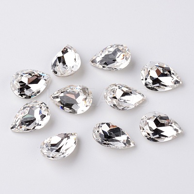 Faceted Teardrop K9 Glass Rhinestone Cabochons RGLA-I001-18x13mm-001-1