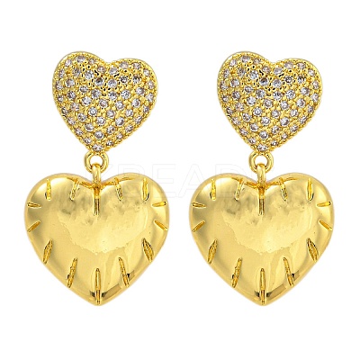 Rack Plating Brass Micro Pave Clear Cubic Zirconia Stud Earrings EJEW-I313-15E-G-1