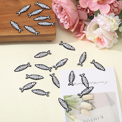 30Pcs Fish Embroidery Iron on Clothing Patches DIY-CA0006-99-1