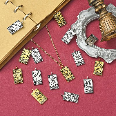 15Pcs 5 Styles Tibetan Style Alloy Pendants TIBEP-YW0001-76AG-1
