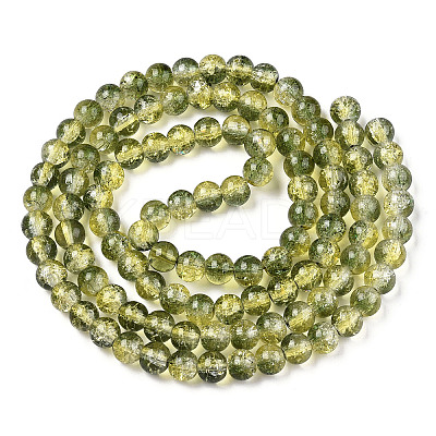 Two-Tone Crackle Baking Paint Transparent Glass Beads Strands X-CCG-T004-8mm-01-1