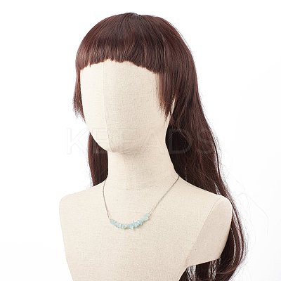 Natural Aquamarine Chips Beaded Jewelry Set SJEW-JS01231-07-1
