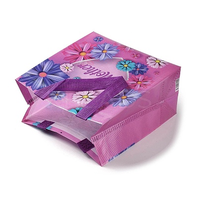 Mother's Day Theme Printed Flower Non-Woven Reusable Folding Gift Bags with Handle LS-ABAG-F009-C02-1