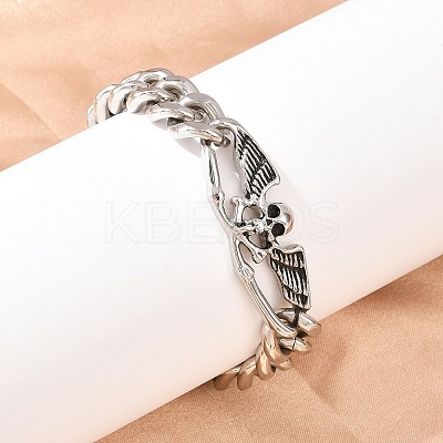 Stainless Steel Cuban Link Chian Bracelets BJEW-D379-03ASP-1