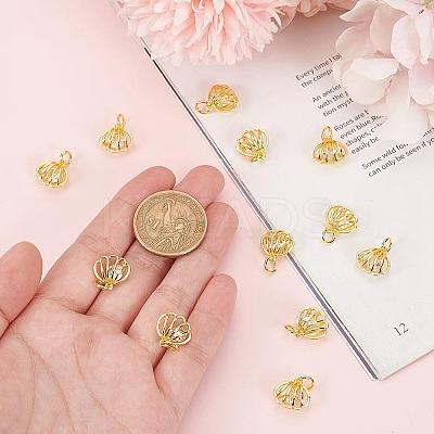 12Pcs Rack Plating Brass Clear Cubic Zirconia Pendants KK-GO0001-78-1