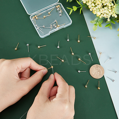 40Pcs 2 Colors Rack Plating Brass Stud Earring Findings KK-PH0004-80-1
