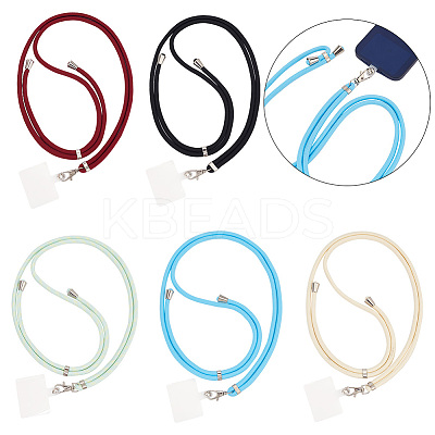 5 Sets 5 Colors Adjustable Nylon Phone Lanyards for Around The Neck AJEW-GA0005-50-1