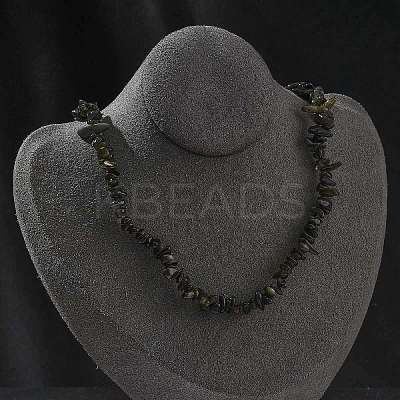 Natural Supper 7 Rutilated Quartz Chip Beaded Necklaces for Men Women NJEW-G159-01M-1