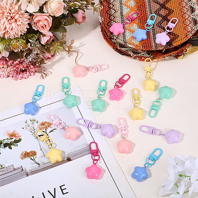 18Pcs 6 Colors Resin Star Pendant Decoraitons FIND-BBC0004-92-1