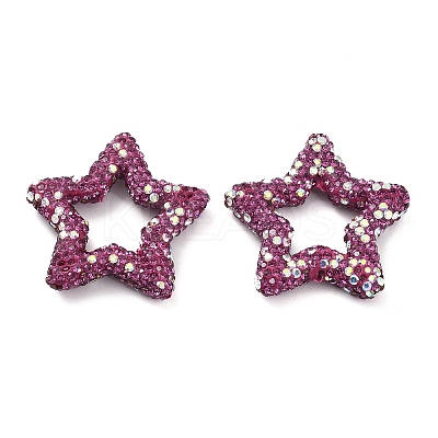 Star Shape Polymer Clay Rhinestone Beads CLAY-NH0001-06O-1