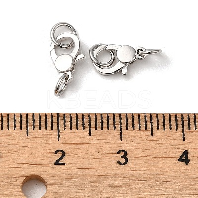 Anti-Tarnish Rhodium Plated 925 Sterling Silver Lobster Claw Clasps with Jump Rings STER-D006-18P-1