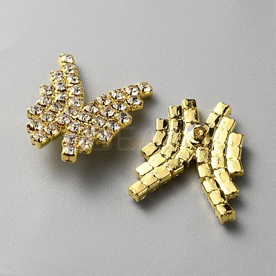 1-Hole Zinc Alloy Rhinestone Shank Buttons FIND-WH0152-110G-1