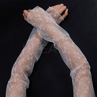 2 Pairs 2 Style Elegant Flower Pattern Polyester Lace Arm Sleeves AJEW-CP0001-43-1