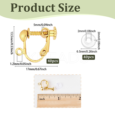 40Pcs Brass Screw Clip Earring Converter KK-ME0001-27G-1