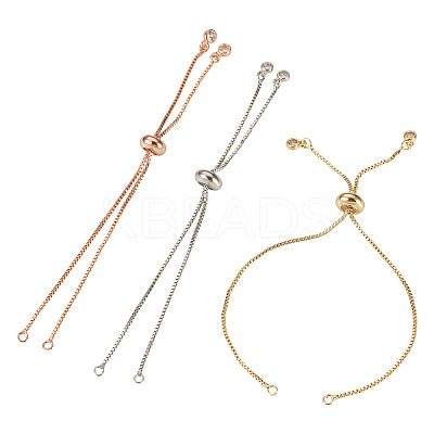 3Pcs 3 Colors Brass Box Chain Slider Bracelet Making KK-TA0003-12-RS-1