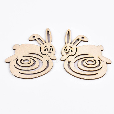 Undyed Natural Wooden Big Pendants WOOD-S058-012-1