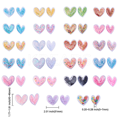 50pcs Heart PVC & Plastic Sequin Shaker Cabochons KY-CJ0001-45-1