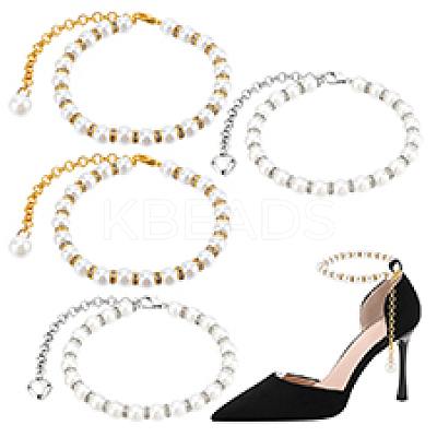2 Pairs 2 Styles Women's Detachable ABS Plastic Imitation Pearl Beaded Shoe Laces for High Heels DIY-PH0022-88C-1