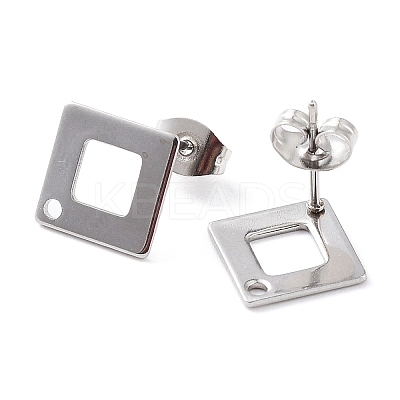 Non-Tarnish 201 Stainless Steel Rhombus Stud Earring Findings STAS-K259-21P-1
