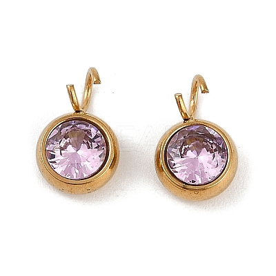 Ion Plating(IP) 304 Stainless Steel Micro Pave Cubic Zirconia Charms STAS-Z094-02G-07-1