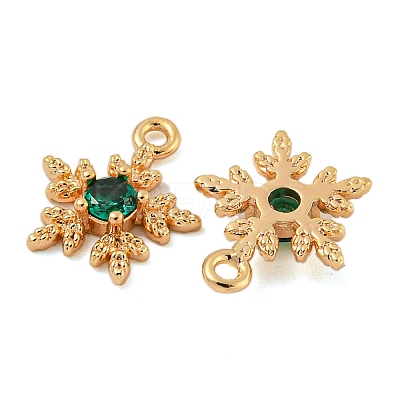 Flower Brass Micro Pave Cubic Zirconia Pendants KK-N254-102G-02-1