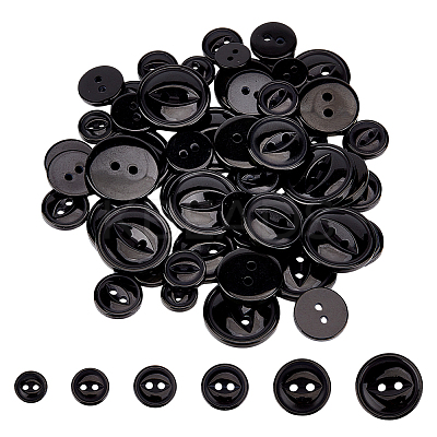 120Pcs 6 Styles 2-Hole Resin Buttons FIND-DR0001-45B-1