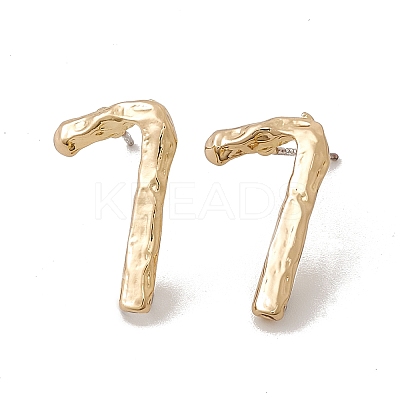 Brass Number Stud Earrings with 925 Sterling Silver Pins for Women EJEW-A077-01G-1