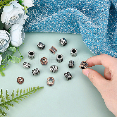 200Pcs 4 Style Tibetan Style Alloy Beads FIND-DC0002-74-1