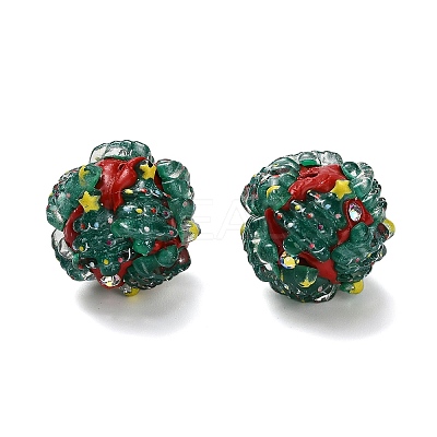 Christmas Theme Polymer Clay Rhinestone Beads with Resin X-RESI-Z045-01B-1