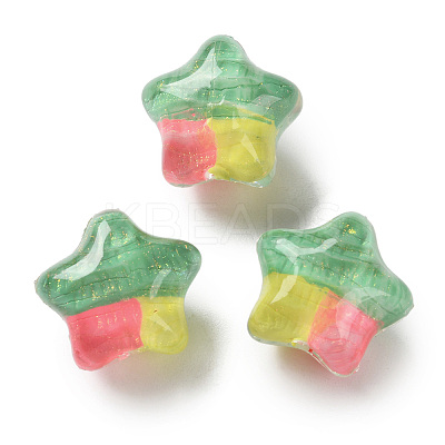 Gradient Color Transparent Hand-drawed Acrylic Beads TACR-P012-01B-09-1