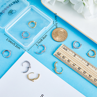 12Pcs 2 Colors Brass Micro Pave Clear Cubic Zirconia Hoop Earring Findings EJEW-BBC0001-16-1