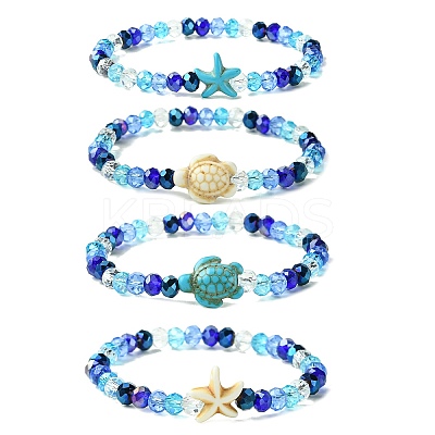Electroplated Glass Beaded Stretch Bracelets BJEW-JB10900-1
