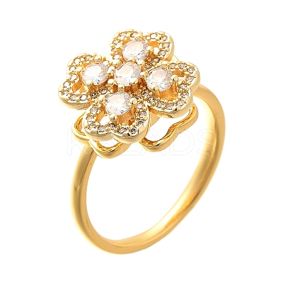 Flower Rotatable Finger Ring for Women RJEW-U035-01G-06-1