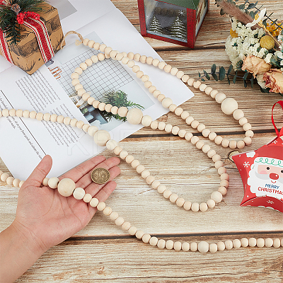 Wood Beads Pendant Decorations for Christmas Decorations HJEW-WH00207-1