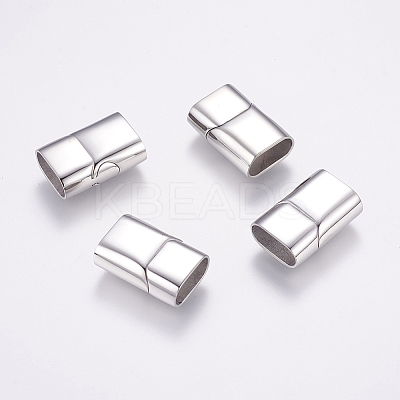 Tarnish Resistant Rectangle 304 Stainless Steel Magnetic Clasps with Glue-in Ends LS-STAS-M195-11-1