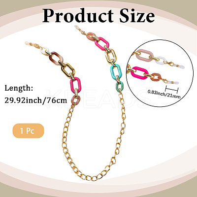 1Pc Acrylic with Alloy Oval Link Chains Neck Strap for Eyeglasses AJEW-CN0003-60C-1
