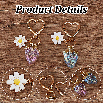 3Pcs 3 Colors Acrylic Strawberry Pendant Decorations AJEW-HY0001-96-1